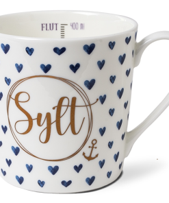 Becher Sylt Design mit blauen Herzen – 942897