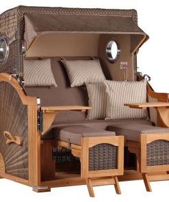 Strandkorb Düne Grande Bullauge Teak PE Grey Dessin 534