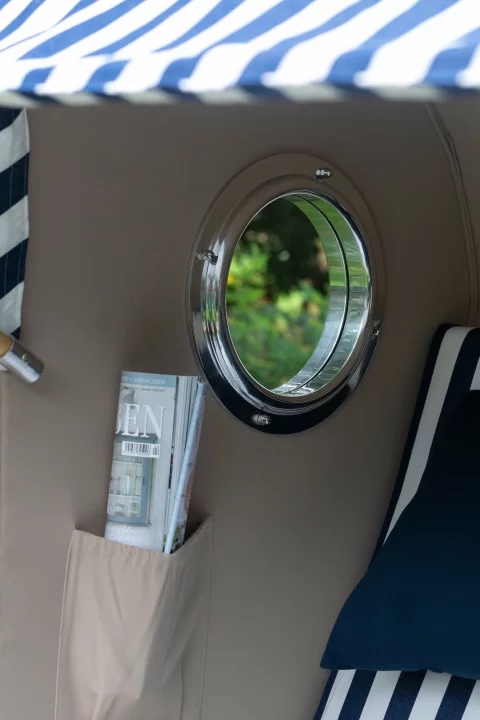 Strandkorb Düne Grande Bullauge Teak PE Grey Dessin 534 – Bild 5